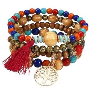 Bohemian Multicolor Beaded Bracelet Set